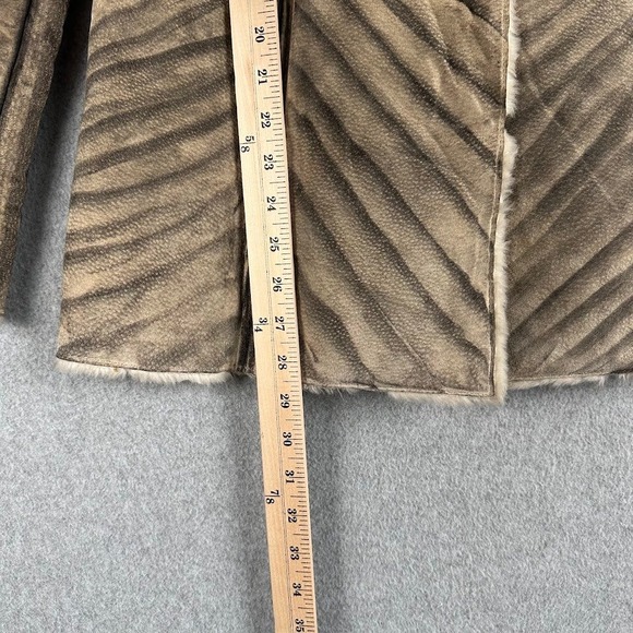 Winlit Womens Shearling Lined Genuine Leather Jacket Brown Zebra Print - Picture 12 of 14